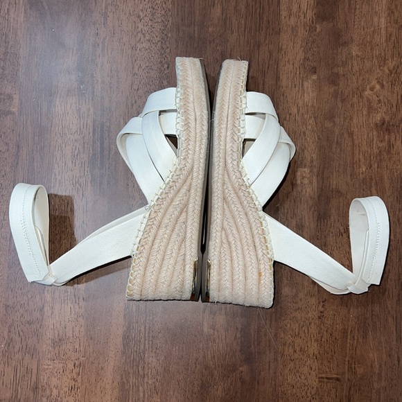 Franco Sarto Carmina Espadrille Wedge Sandal Womens 10 M Leather Strappy Ivory - Picture 6 of 8